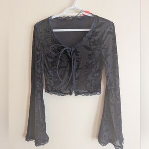 Elegant Black Lace Floral Top